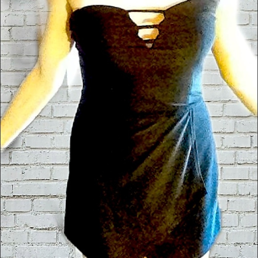 Elegant black strapless skort/ romper
